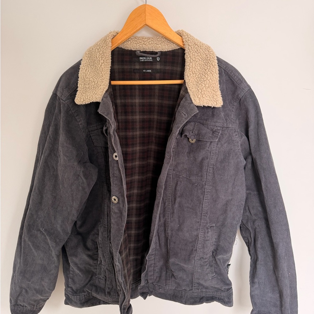 Gray Sherpa Lined Corduroy Jacket